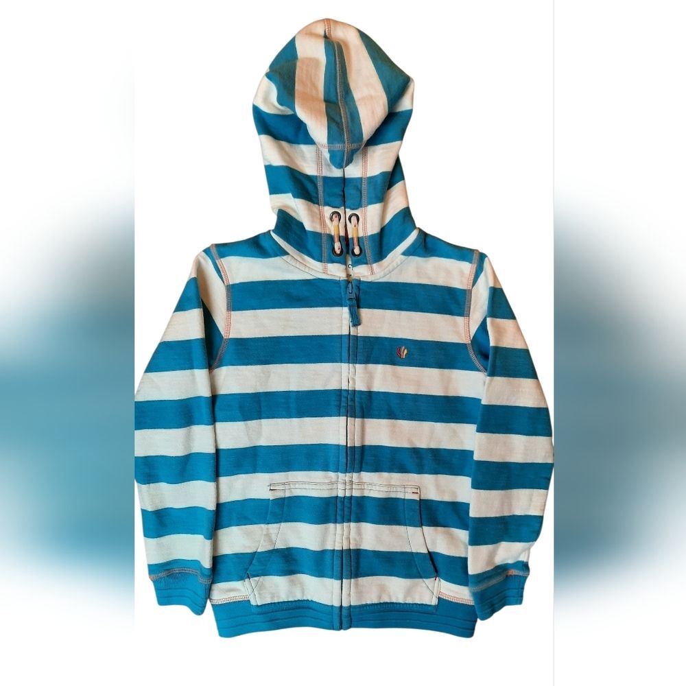FatFace Hoodie Kids 9/10 Blue White Stripes Activewear Outdoor Sporty